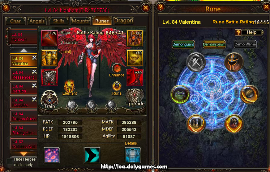 Valentina Hero Stats and Runes