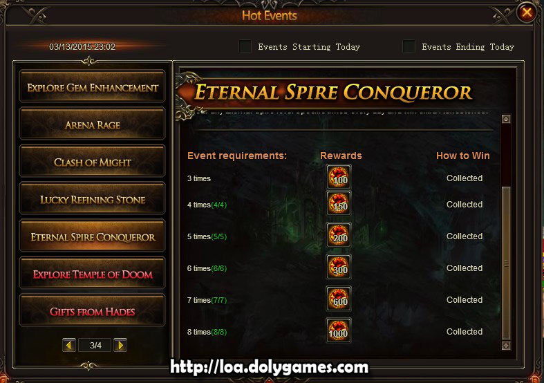 Eternal Spire Conqueror Hot Event