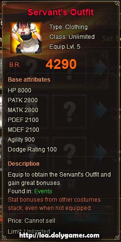 LOA Game Update 3,0383 - Servant's Outfit clothing
