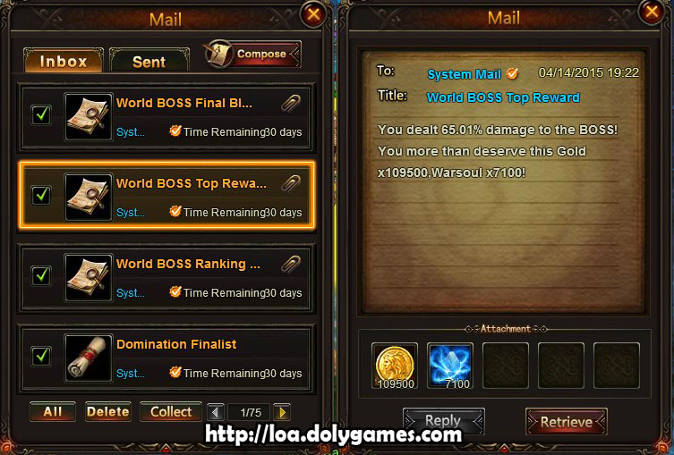 World Boss Final blow LOA damage