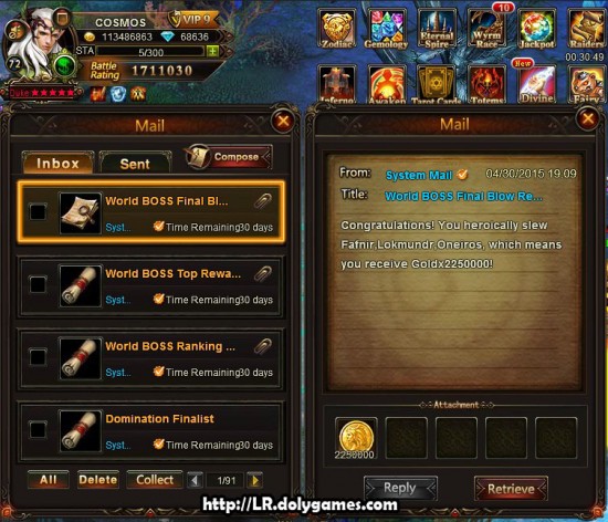 The Reward for Slaying all 3 World Bosses